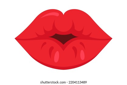 Female kissing lips. Vector illustration