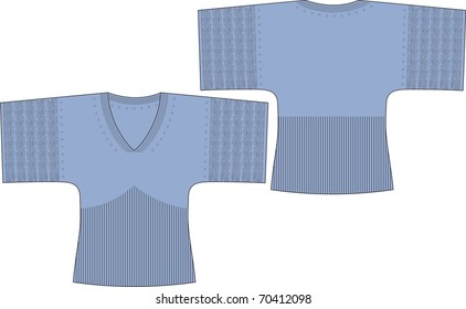 Female knitted jersey (pullover).  See more clothing designs in my portfolio!