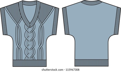 Female knitted jersey (waistcoat). Vector illustration.