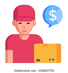 Female laptop user doing logistics communication flat icon