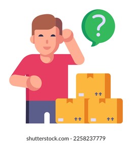 Female laptop user doing logistics communication flat icon