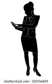 female lawyer looking at mobile smartphone