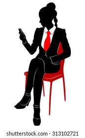 female lawyer looking at mobile smartphone