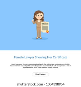 Female Lawyer Showing Her Certificate Information