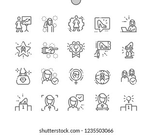 Female Leaders Well-crafted Pixel Perfect Vector Thin Line Icons 30 2x Grid for Web Graphics and Apps. Simple Minimal Pictogram