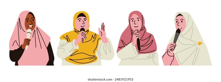 The female lecturer shares the knowledge she has with students and the surrounding environment, so that they have good morals.