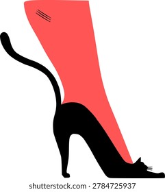 Female led in shoe of the shape of black cat
