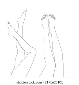 female legs drawing in one continuous line, isolated, vector