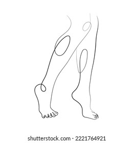 Female legs, line art, one line drawing. Stylish illustration