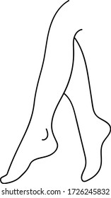 Female legs in one line, vector linear graphics.