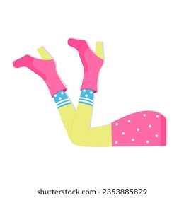Female Legs in Pink Boots with Heels Polka Dot Skirt Decorative Element