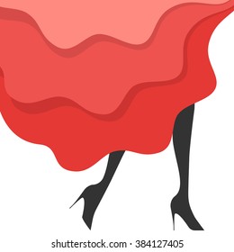 female legs seen from side, vector illustration