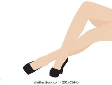 female legs shoes isolated on white background