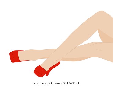 female legs shoes isolated on white background