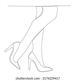 female legs in shoes one continuous line drawing