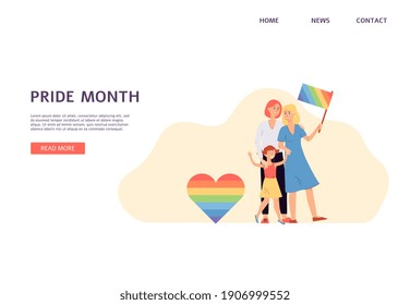 Female lgbt lesbian couple. Vector illustration. Landing page template.
