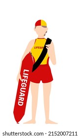 Female lifesavers in poses, Patrol with lifeguard tubes