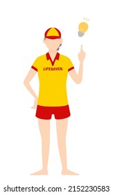 Female lifesavers in poses, Pointing and advising