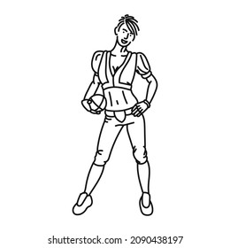 female line art posing american football style