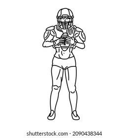 Female Line Art Posing American Football Style