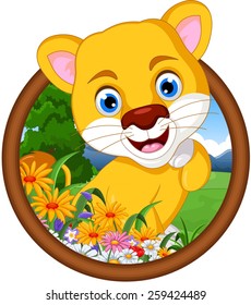 female lion cartoon in frame