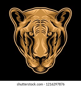 Female Lion Head Vector Illustration on dark background