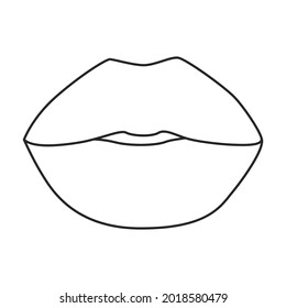 Frauenlippe, Vektorsymbol. Vektorgrafik, Mund auf weißem Hintergrund. Einziger Umriss-Illustrationssymbol für weibliche Lippe .
