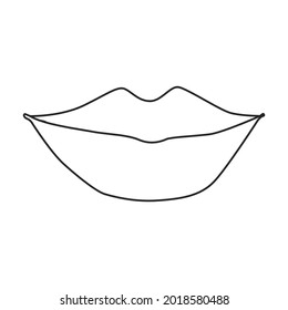 Female lip vector outline icon. Vector illustration mouth on white background. Isolated outline illustration icon of female lip .