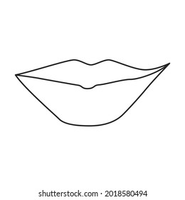 Female lip vector outline icon. Vector illustration mouth on white background. Isolated outline illustration icon of female lip .