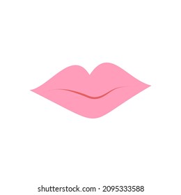 Los labios femeninos, elemento abstracto moderno. Día de San Valentín. Amor, ilustración vectorial romántica en estilo de dibujos planos. Para postales, banners, invitaciones.