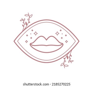 female lips beauty badge style