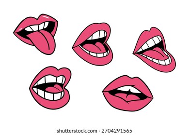 female lips, lips collection, Vector, illustration 