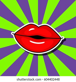 Female lips in comic style. Flat vector