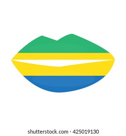 Female lips and flag Gabon.