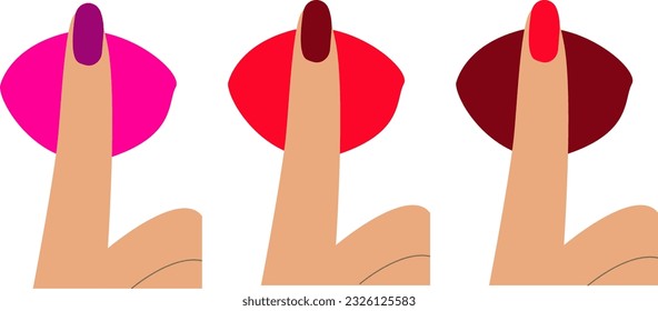 Female lips with a forefinger. Woman red lips with a finger vector isolated. 