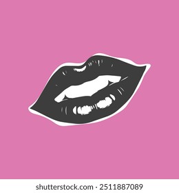 Female lips icon background photography template design color.