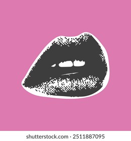 Female lips icon background photography template design color.