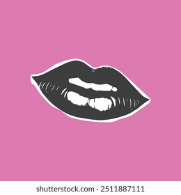 Female lips icon background photography template design color.