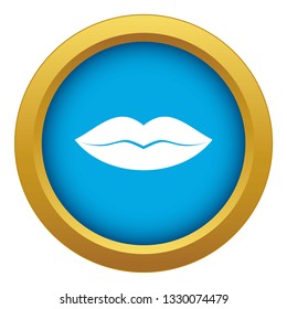 Female lips icon blue vector isolated on white background for any design