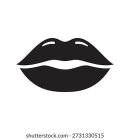 Ícone feminino lábio vetor ilustração mostrando boca beijo sorriso beleza maquiagem batom cosméticos brilho sensual emoção parte facial isolado branco fundo design elemento
