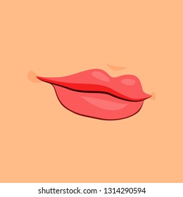 Female lips illustration. Mouth, lips, face. Emotion concept. Vector illustration can be used for psychology, chatting, emoticons