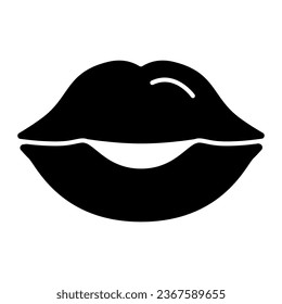 Female lips, kiss solid icon, human body concept, woman mouth vector sign on white background, glyph style icon for mobile concept and web design. Vector graphics