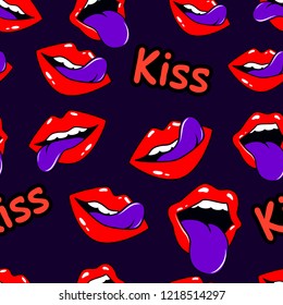 Female Lips Mouth Kiss Smile Tongue Stock Vector (Royalty Free ...