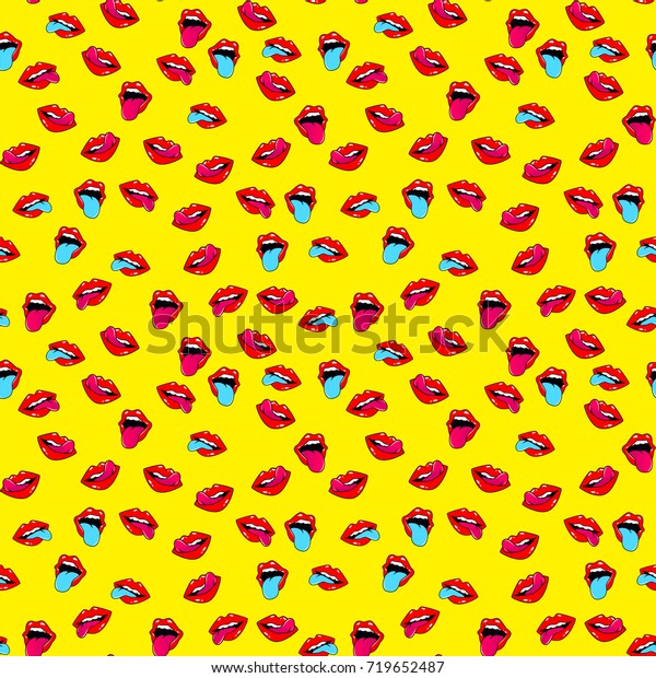 Female Lips Mouth Kiss Smile Tongue Stock Vector Royalty Free 719652487 Shutterstock 