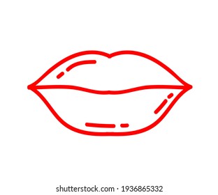 Female lips on a white background. Symbol. Vector illustration.