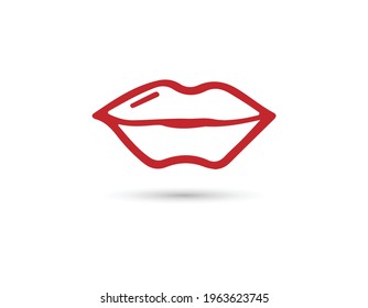 Weibliche Lippen auf weißem Hintergrund. Lineare Silhouette. Vektorgrafik.