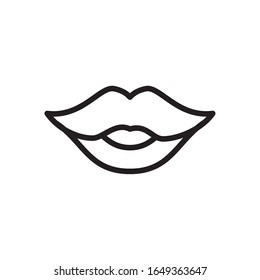 labios hembra sobre fondo blanco, icono de estilo de línea, ilustración vectorial