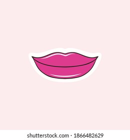 Female lips painted with pink lipstick. Beautiful lips isolated on a white background. Vector illustration for beauty and fashion.