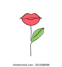 Female lips plant on white background. Beauty and fashion concept.