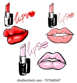 female lips, pomade.